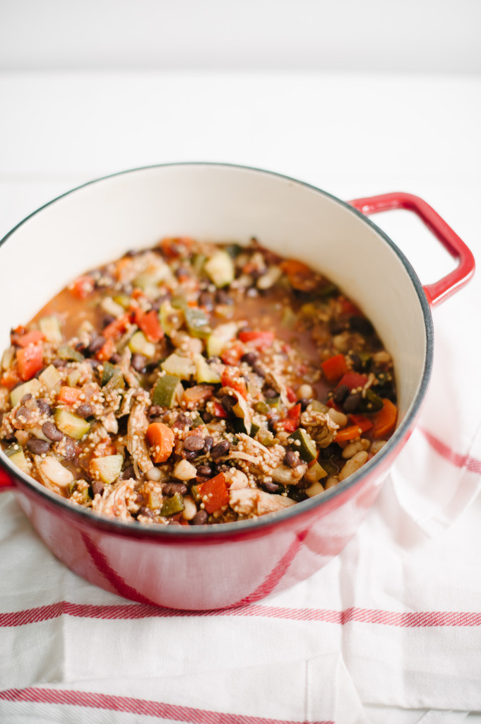 Poblano Quinoa Chicken Chili recipe from The Simply Real Health Cookbook: Easy Recipes for a Healthy Life Made Simple! The perfect gameday or tailgate chili! Gluten and dairy free too. 