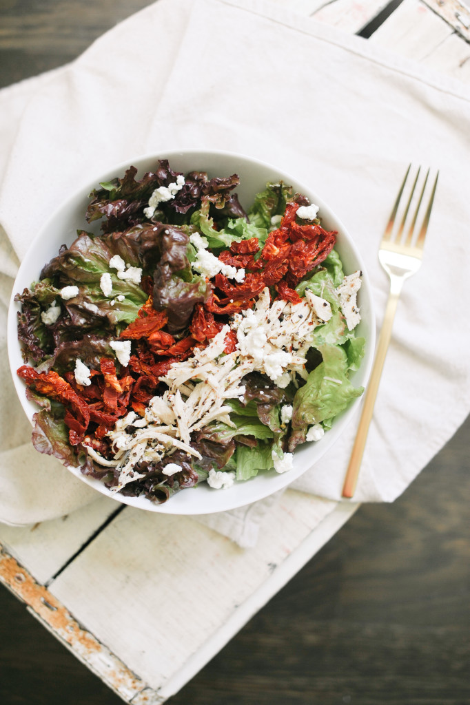 Sundried Tomato + Pulled Chicken Salad via simplyrealhealth.com and The Simply Real Health Cookbook