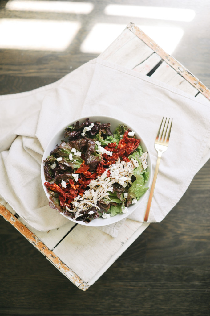 Sundried Tomato + Pulled Chicken Salad via simplyrealhealth.com and The Simply Real Health Cookbook