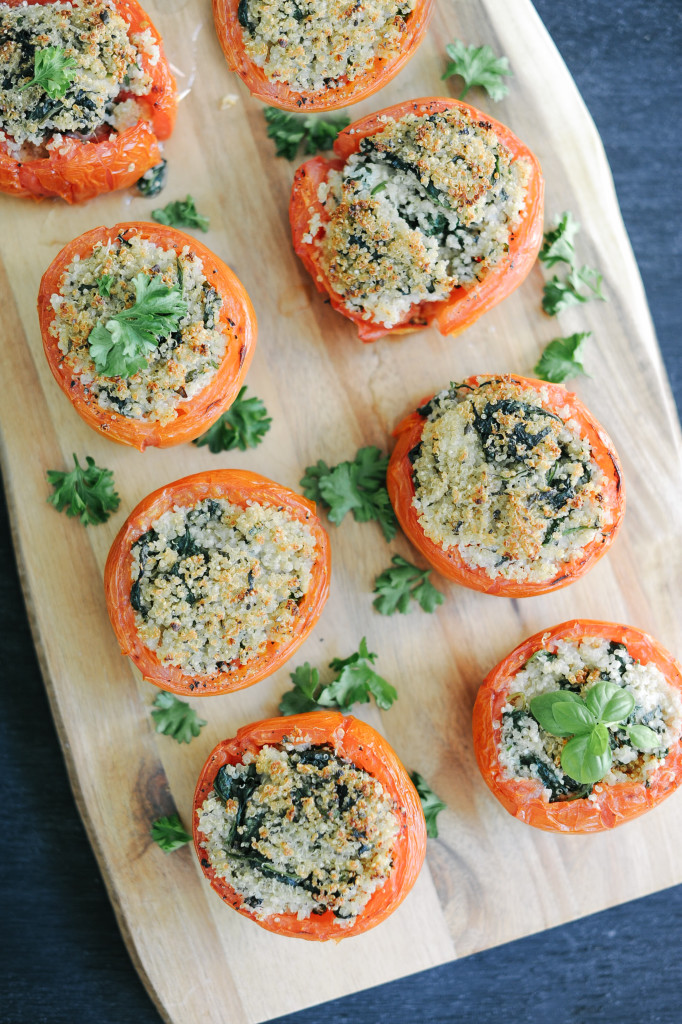 Quinoa Stuffed Baked Tomatoes via simplyrealhealth.com