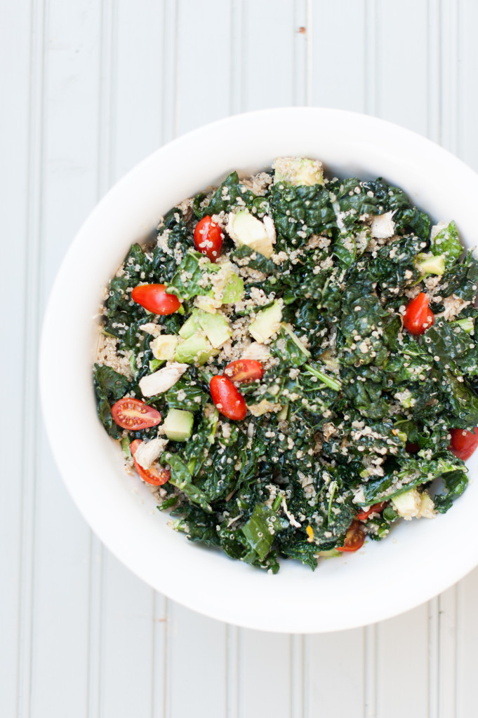 Shredded Chicken, Kale + Avocado Salad via the Simply Real Health Cookbook // www.simplyrealhealth.com //