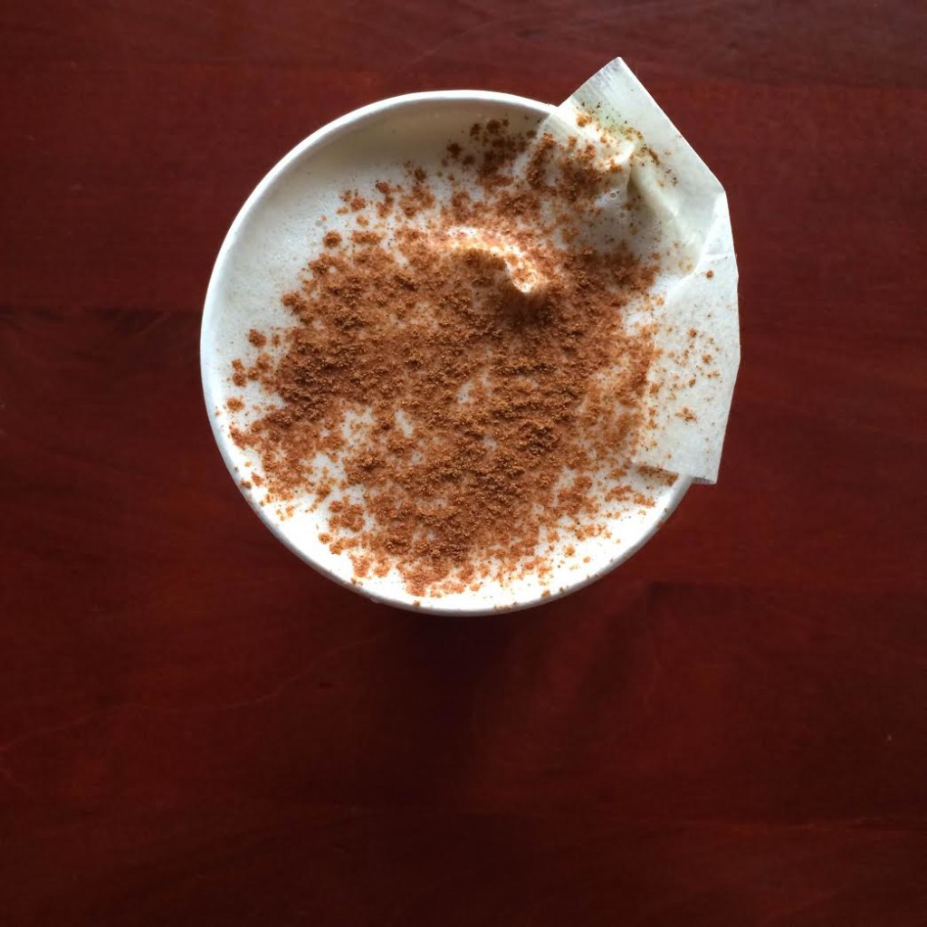 Yerba mate with steamed hemp milk and cinnamon via simplyrealhealth.com