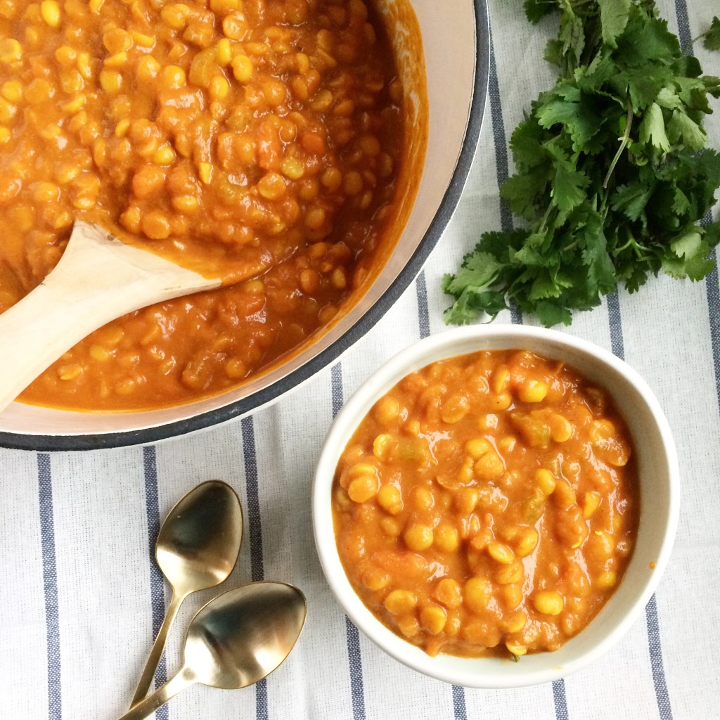 Goodbye takeout! Hello, Indian Yellow Split Pea Curry via www.simplyrealhealth.com 