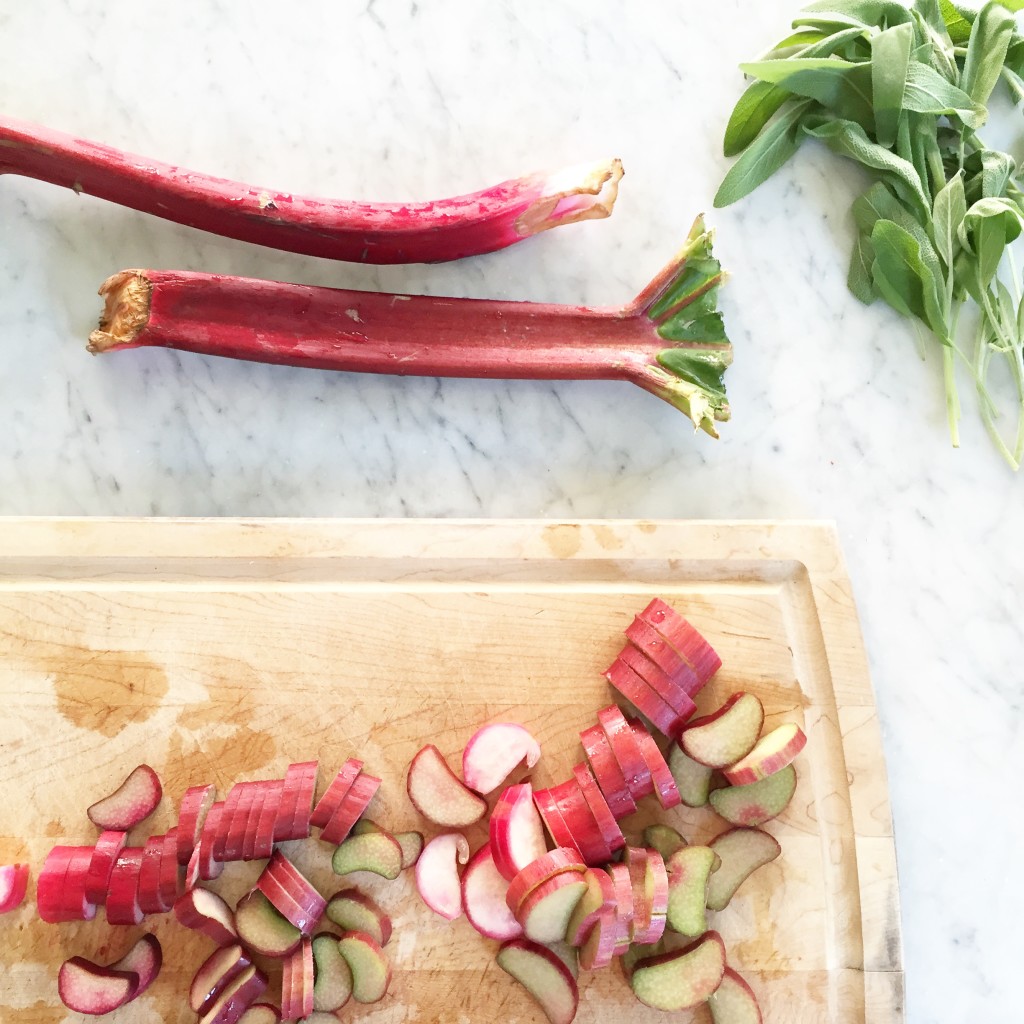 Rhubarb Sage Syrup // Cocktails via Simply Real Health + www.simplyrealhealth.com SO SO good to have on hand for any cocktail/mocktail this summer season!