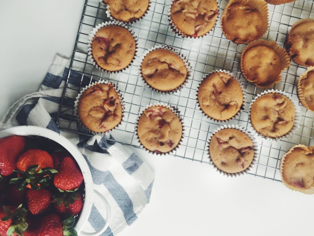 GF Strawberry Rhubarb Sour Cream Muffins via @simplyrealhealth