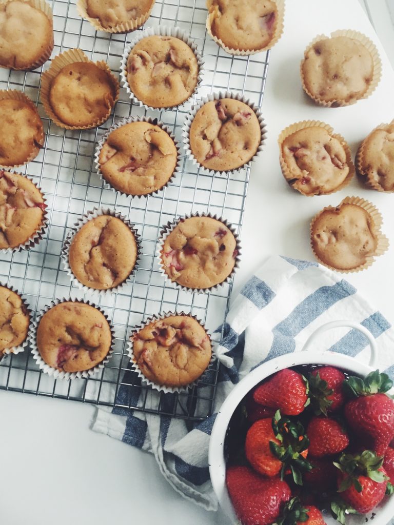 GF Strawberry Rhubarb Sour Cream Muffins via @simplyrealhealth